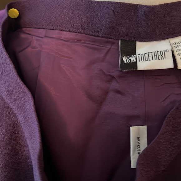 “TOGETHER” purple Berry Pant Suit. Jacket is a size 8, Gaberdine pants size 10 - Picture 6 of 12